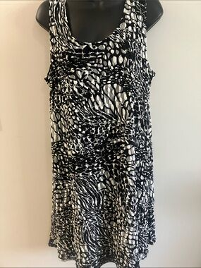 Tradition Black & White Printed Sleeveless Dress. Size 18